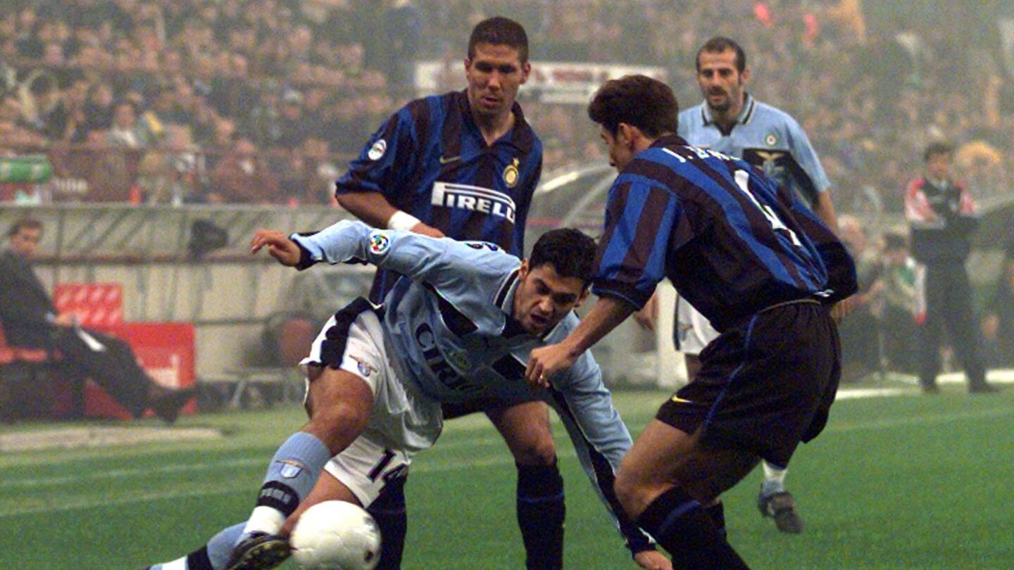 Simeone y Zanetti, durante su &eacute;poca en el Inter de Mil&aacute;n