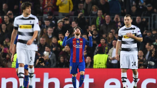 Messi celebra un gol ante el Borussia Mönchengladbach Messi celebra un gol ante el Borussia Mönchengladbach
