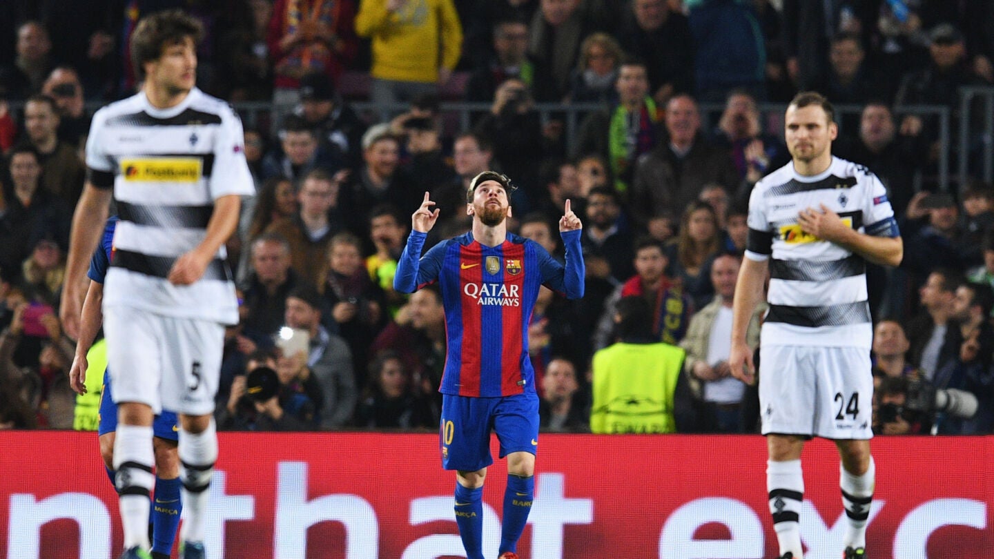 Messi celebra un gol ante el Borussia M&ouml;nchengladbach