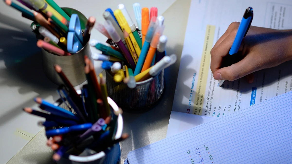 Un estudiante haciendo deberes