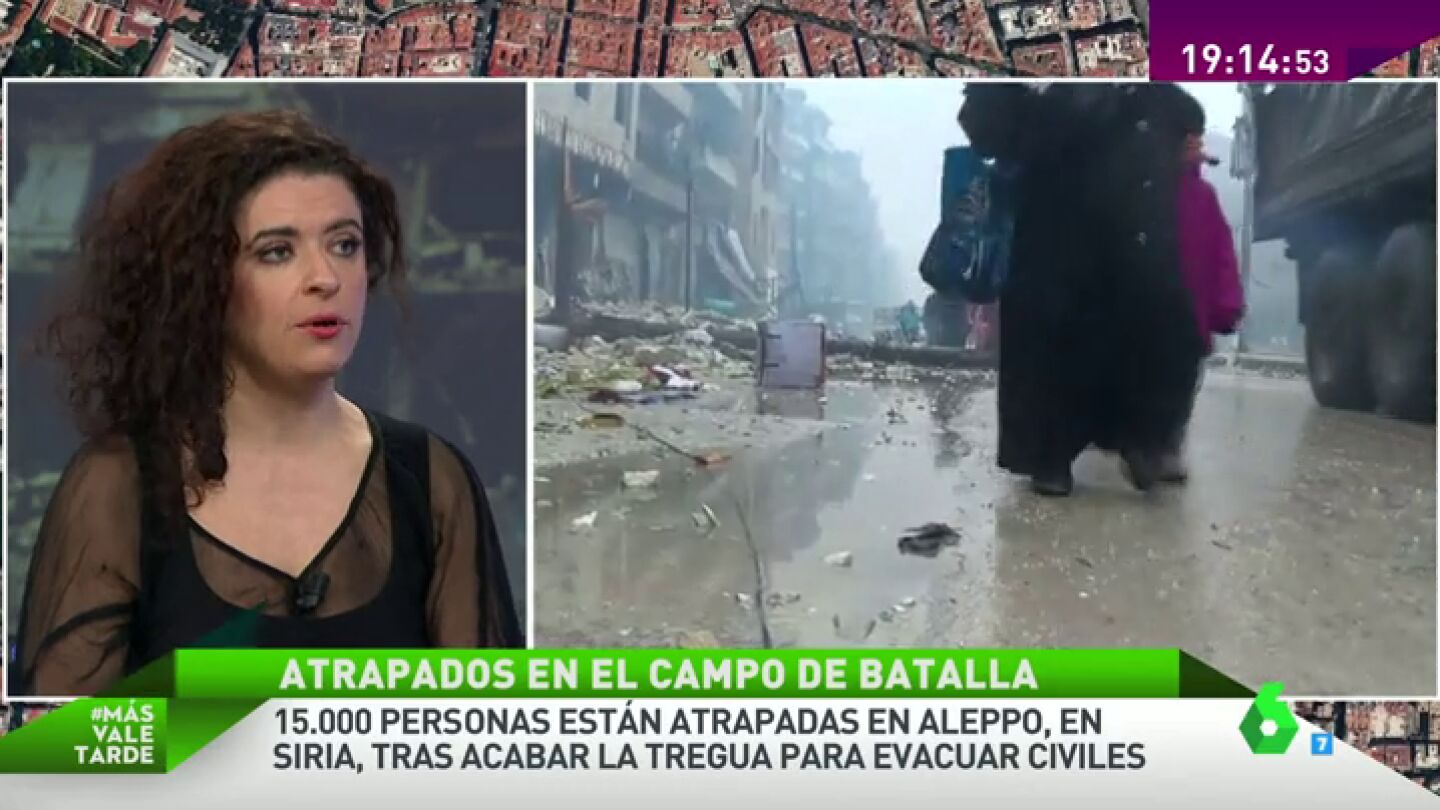 Frame 16.589329 de: Leila Nachawati: "Toda la gente que est&aacute; en la zona este de Alepo es considerada enemigo por Al Assad"