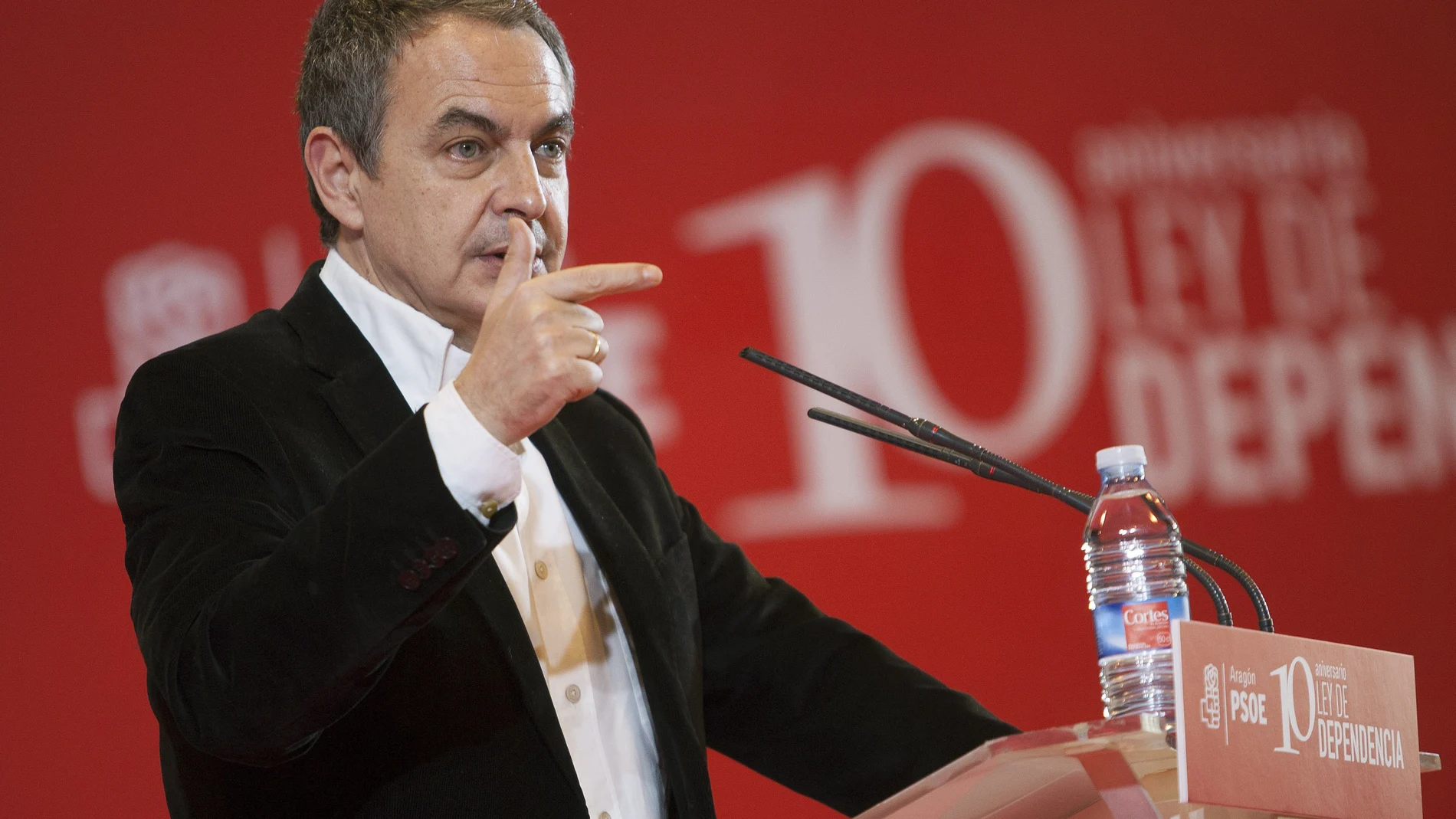 El expresidente del Gobierno, José Luis Rodríguez Zapatero, durante su intervención en la conmemoración del X aniversario de la Ley de la Dependencia