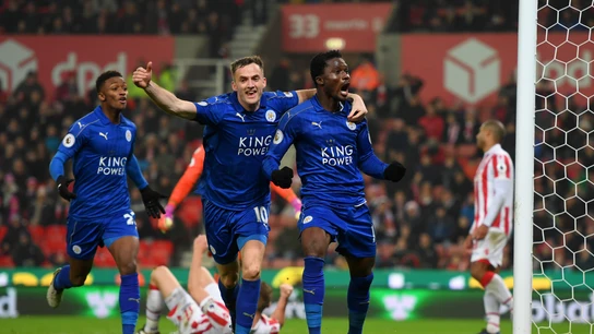 Daniel Amartey celebrando uno de los goles del Leicester Daniel Amartey celebrando uno de los goles del Leicester
