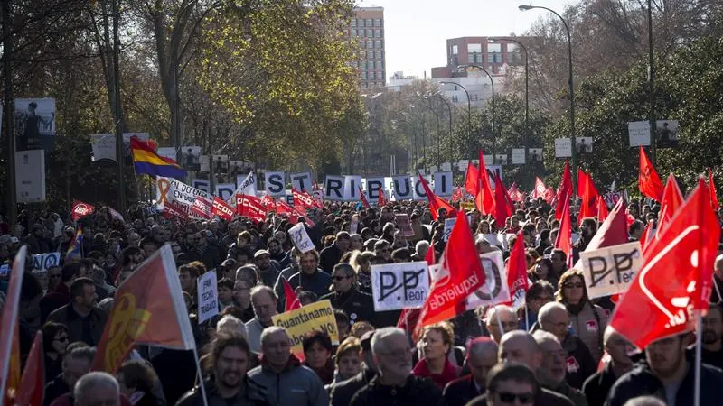 Los sindicatos se manifiestan en Madrid contra los recortes del Gobierno