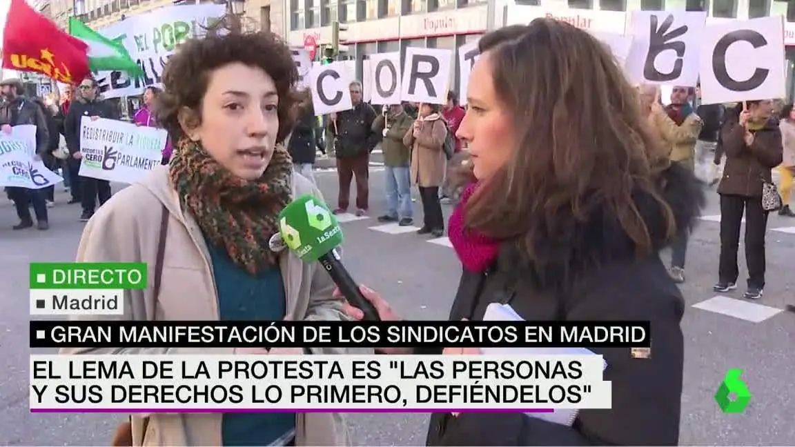 Adriana, estudiante en la manifestación sindical