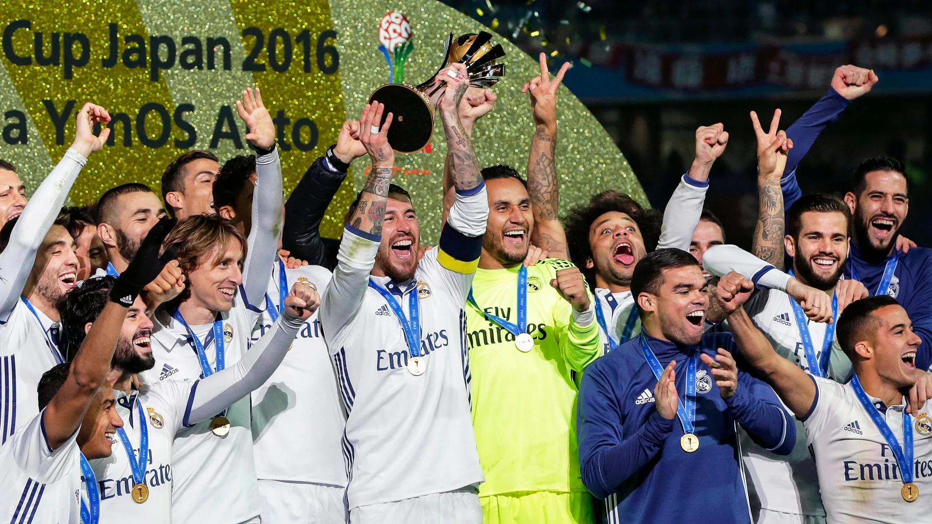 El Real Madrid celebrando el Mundial de Clubes