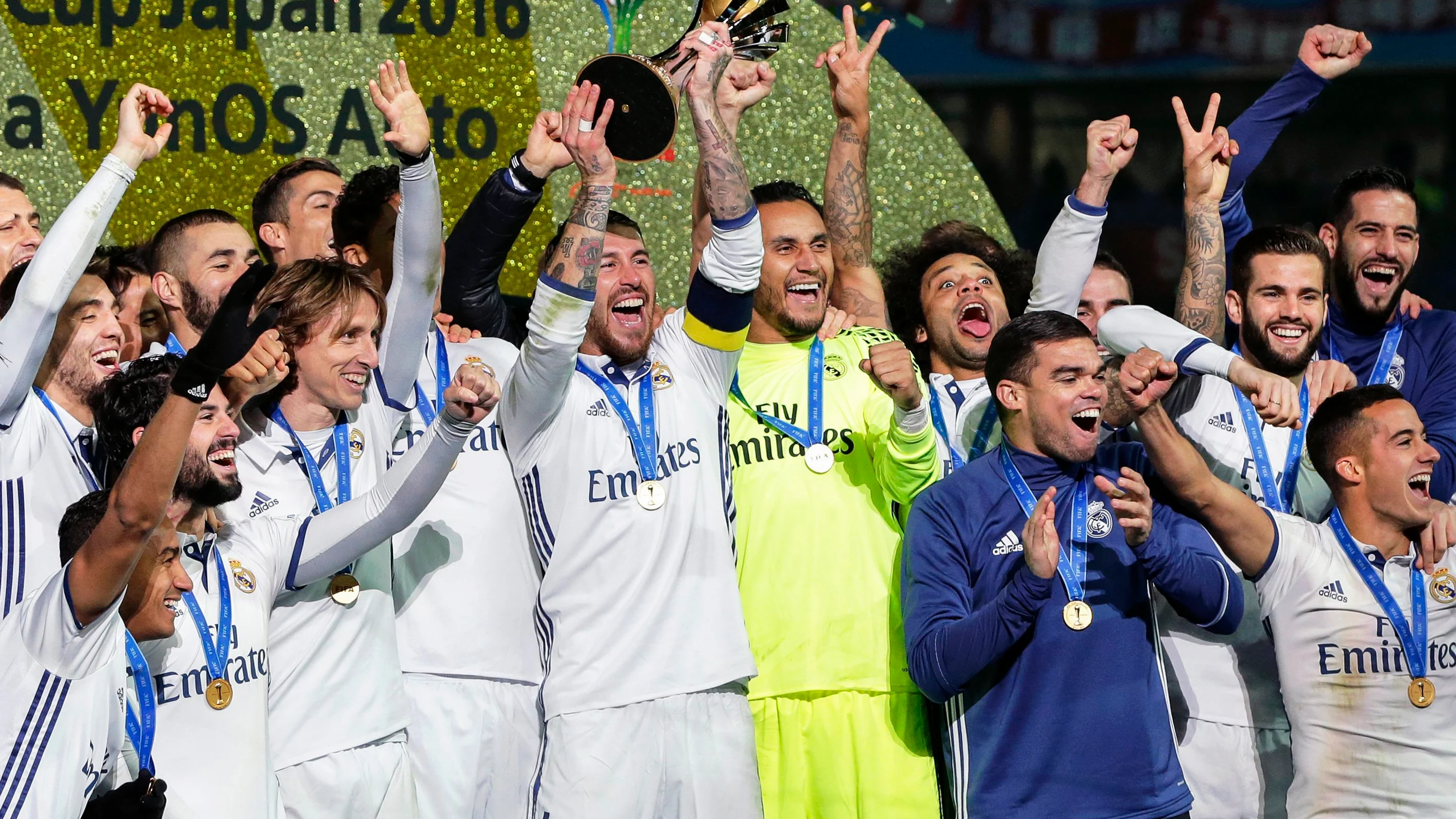 El Real Madrid celebrando el Mundial de Clubes El Real Madrid celebrando el Mundial de Clubes