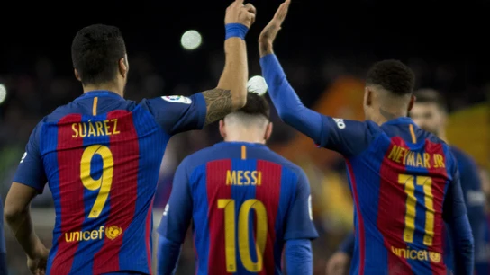 La MSN celebra un gol del Barcelona La MSN celebra un gol del Barcelona