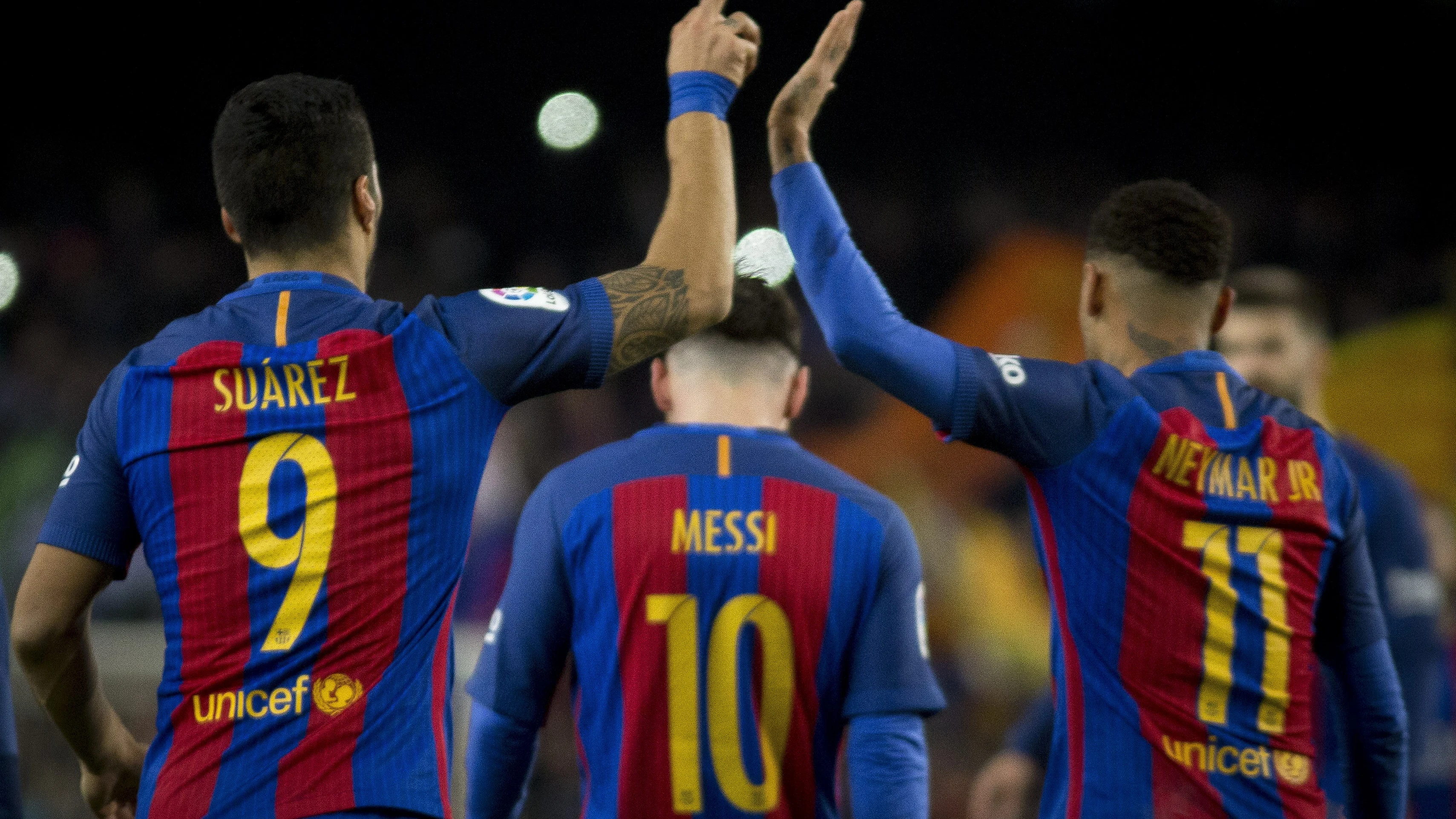 La MSN celebra un gol del Barcelona La MSN celebra un gol del Barcelona