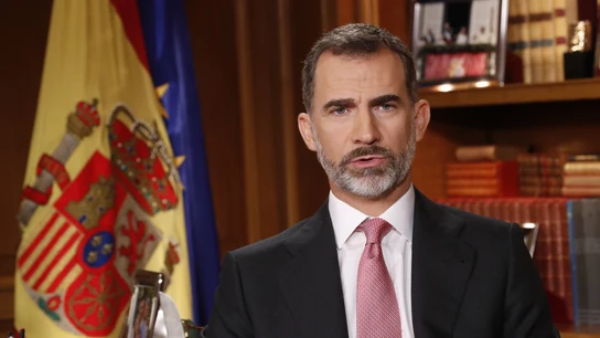 El rey Felipe VI, durante el discurso de Navidad El rey Felipe VI, durante el discurso de Navidad