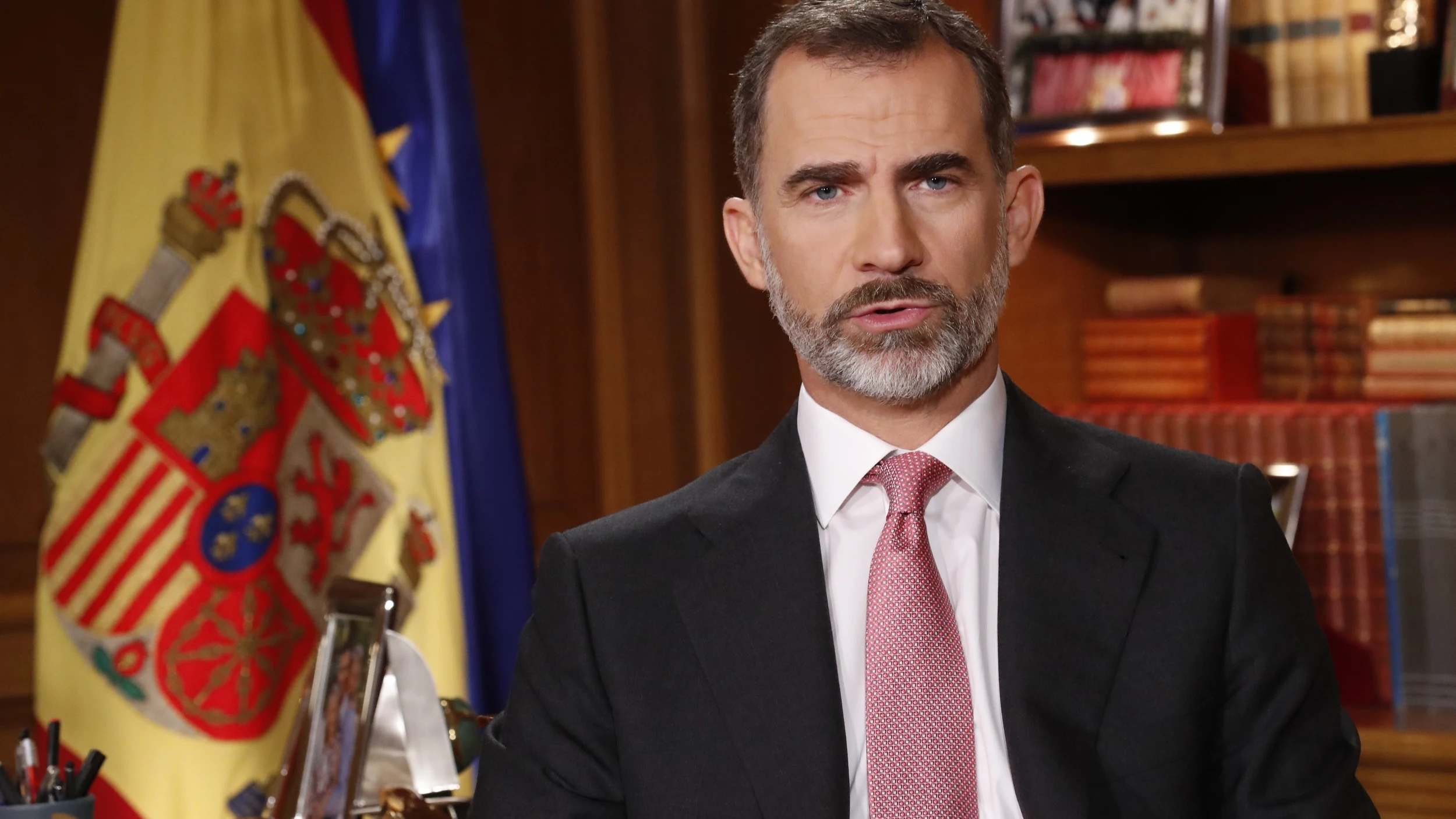 El rey Felipe VI, durante el discurso de Navidad