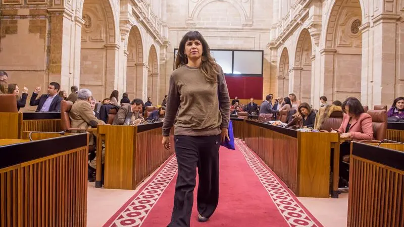 La secretaria general de la formación morada en Andalucía, Teresa Rodríguez. La secretaria general de la formación morada en Andalucía, Teresa Rodríguez.