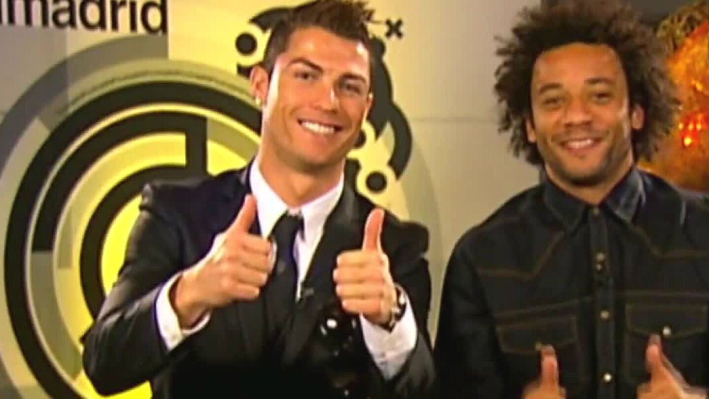Cristiano y Marcelo, animadores del mensaje navide&ntilde;o del Real Madrid
