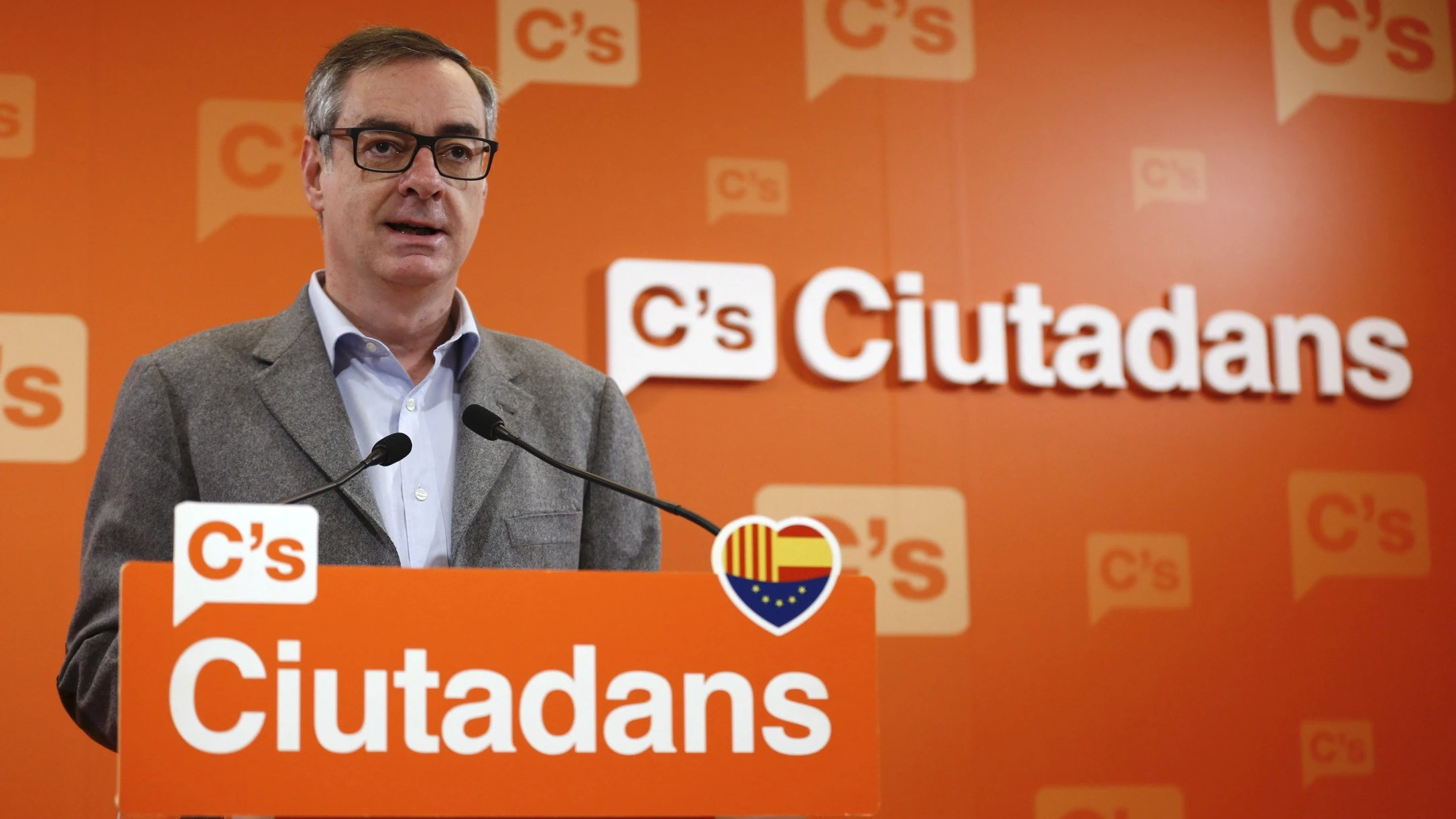 El vicesecretario general de Ciudadanos, José Manuel Villegas, durante la rueda de prensa ofrecida hoy en la sede del partido