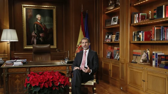 El rey Felipe VI, durante el discurso de Navidad El rey Felipe VI, durante el discurso de Navidad