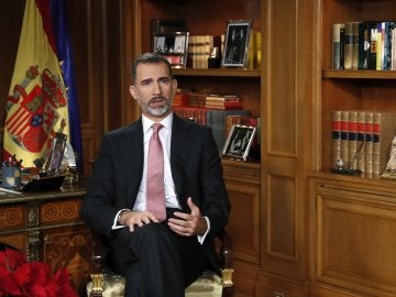 El rey Felipe, durante su discurso de Navidad El rey Felipe, durante su discurso de Navidad