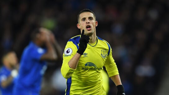  Kevin Mirallas celebra el 0-1 ante el Leicester