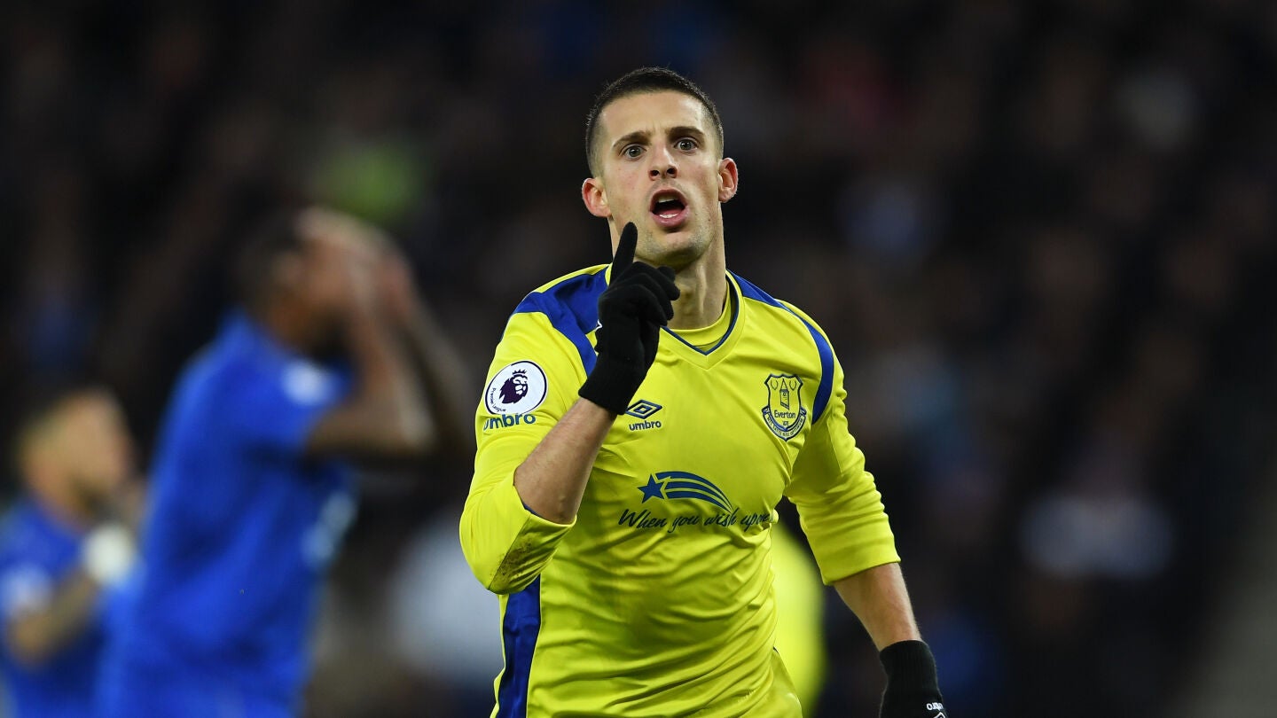  Kevin Mirallas celebra el 0-1 ante el Leicester