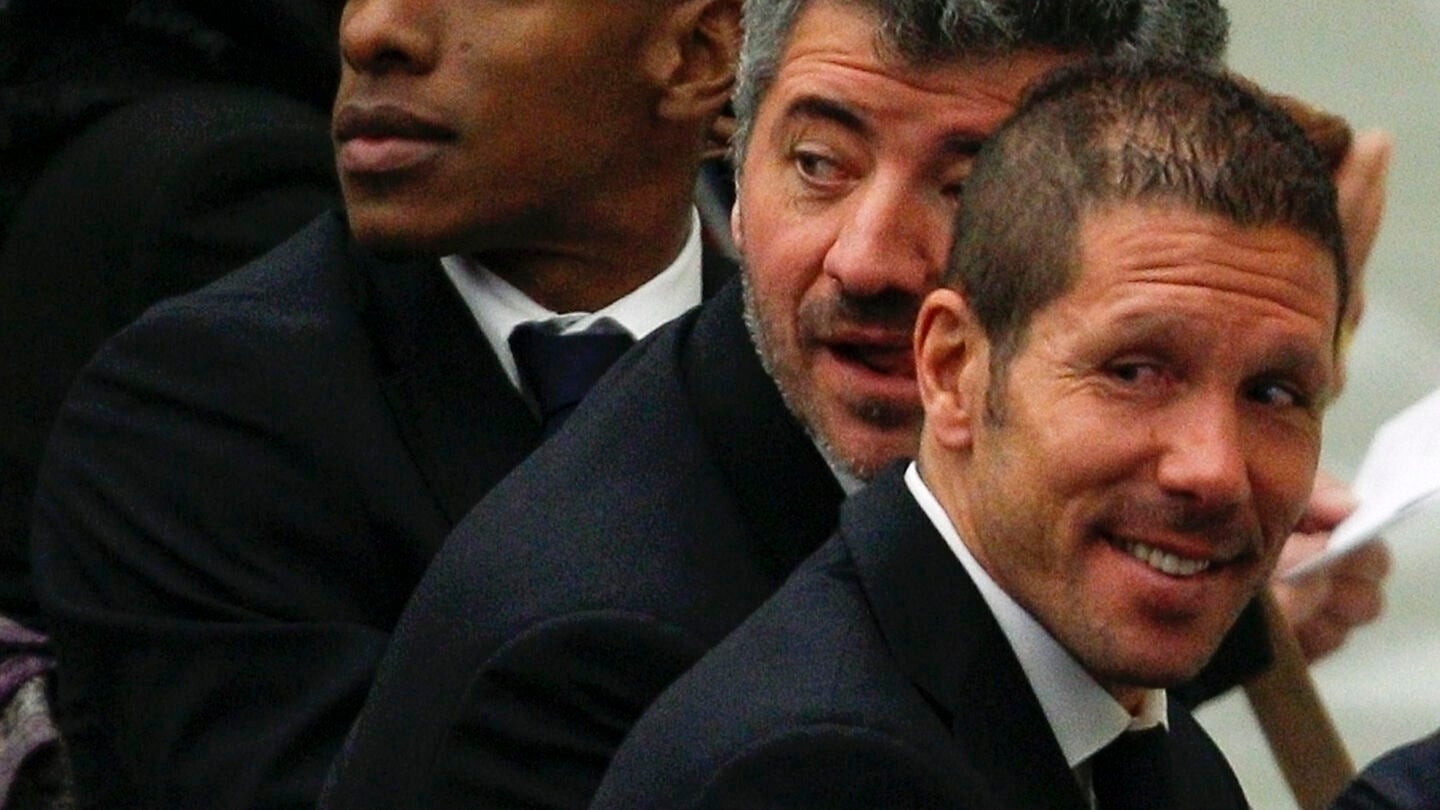 Perea, Gil Mar&iacute;n y Simeone, durante la visita del Papa Benedicto XVI