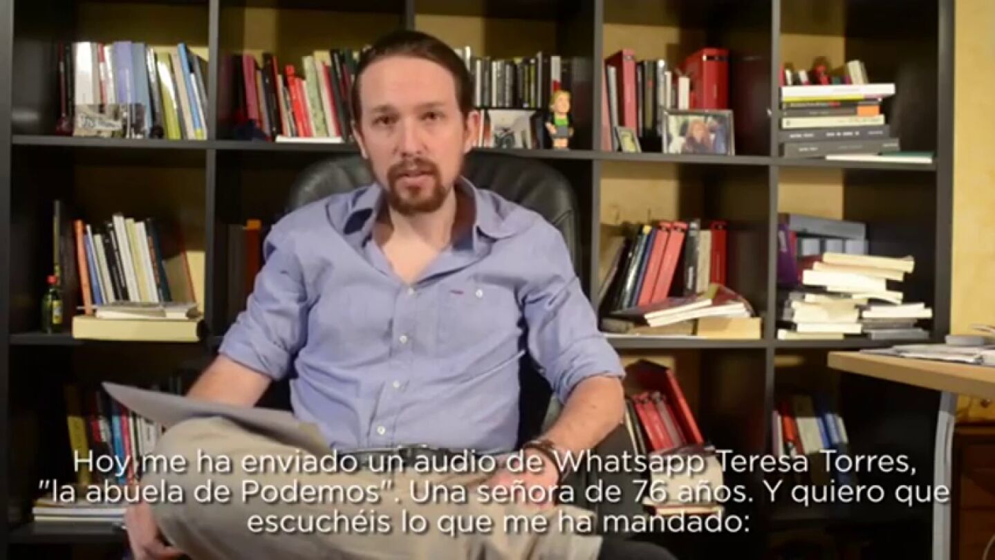Frame 6.797925 de: Pablo Iglesias pide perd&oacute;n tras recibir un mensaje de la 'abuela de Podemos': "S&eacute; que os estamos avergonzando"