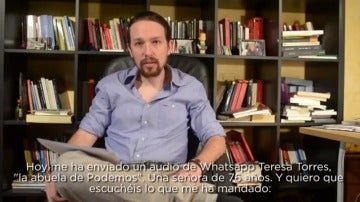 Frame 6.797925 de: Pablo Iglesias pide perdón tras recibir un mensaje de la 'abuela de Podemos': "Sé que os estamos avergonzando"