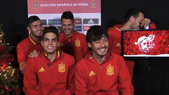 Los jugadores de la Selección durante su felicitación de Navidad Los jugadores de la Selección durante su felicitación de Navidad
