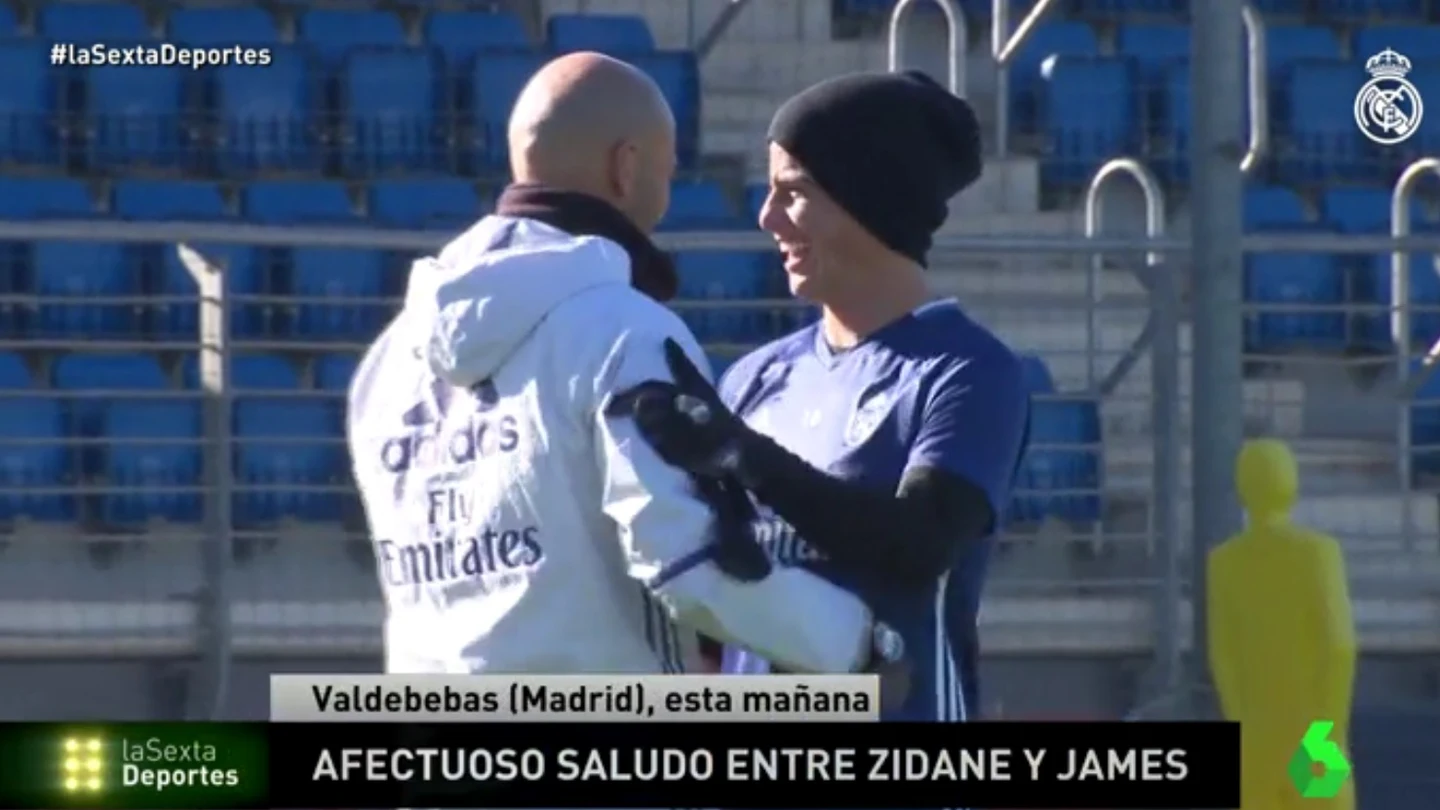El abrazo entre Zidane y James El abrazo entre Zidane y James