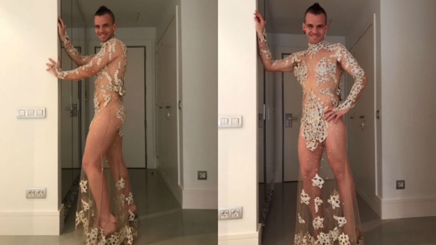 Dabiz Mu&ntilde;oz, con las transparencias de Cristina Pedroche 