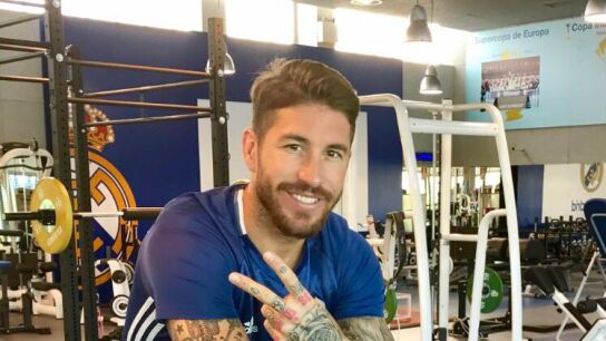 Sergio Ramos durante un entrenamiento 
