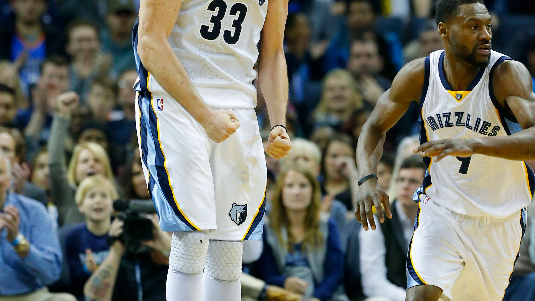 Marc Gasol celebra una canasta contra los Thunder