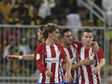 Los jugadores del Atlético de Madrid celebran uno de los goles contra el Al Ittihad Los jugadores del Atlético de Madrid celebran uno de los goles contra el Al Ittihad