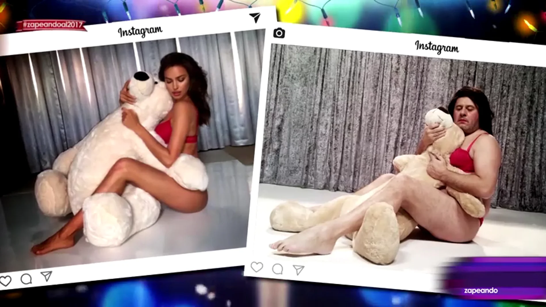 Frame 86.89677 de: Mariah Carey, Cristiano Ronaldo, Irina Shayk... Miki Nadal recrea las fotos más sensuales de Instagram en 2016 con su peculiar estilo