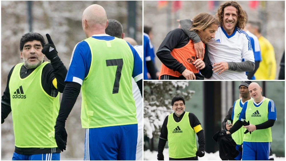 Maradona, Infantino, Puyol o Salgado, en el amistoso antes de 'The Best' Maradona, Infantino, Puyol o Salgado, en el amistoso antes de 'The Best'
