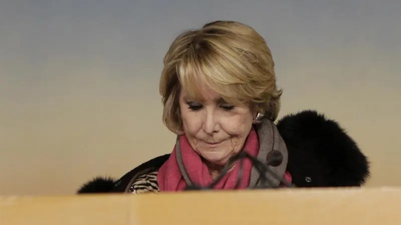 Esperanza Aguirre, durante una rueda de prensa