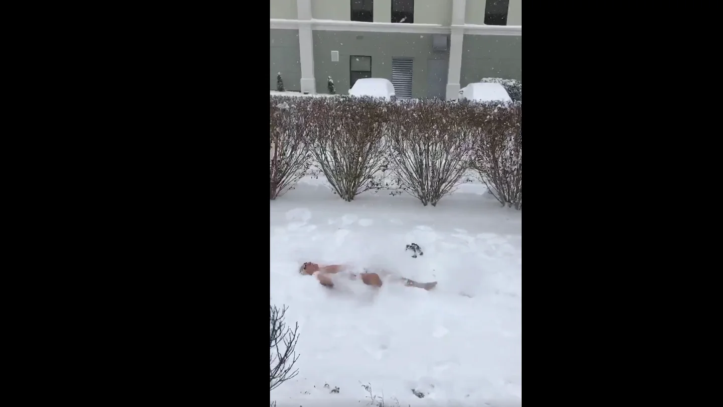 Uno de los integrantes del equipo 'nadando' sobre la nieve Uno de los integrantes del equipo 'nadando' sobre la nieve