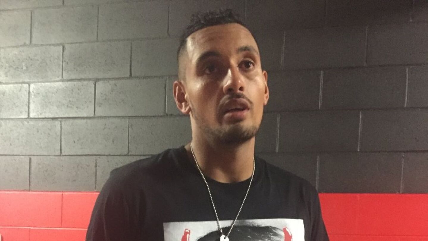 Kyrgios con la camiseta de Donal Trump