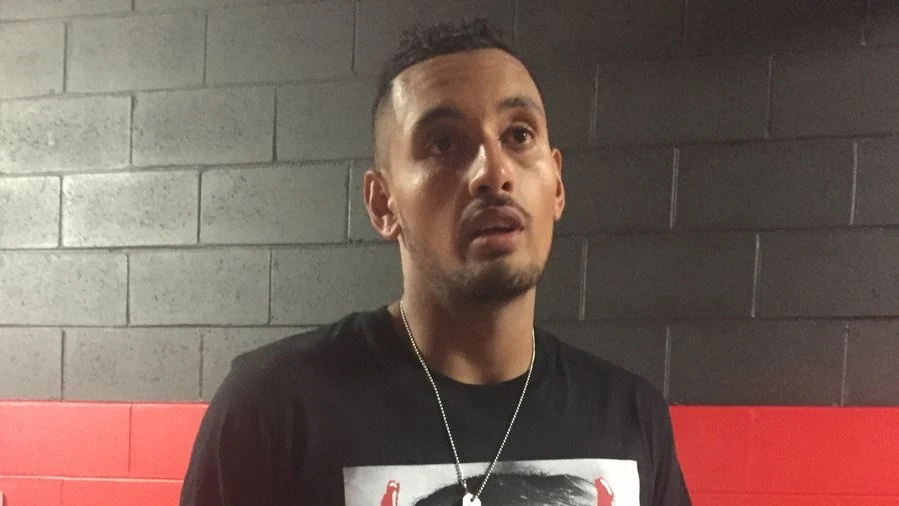 Kyrgios con la camiseta de Donal Trump