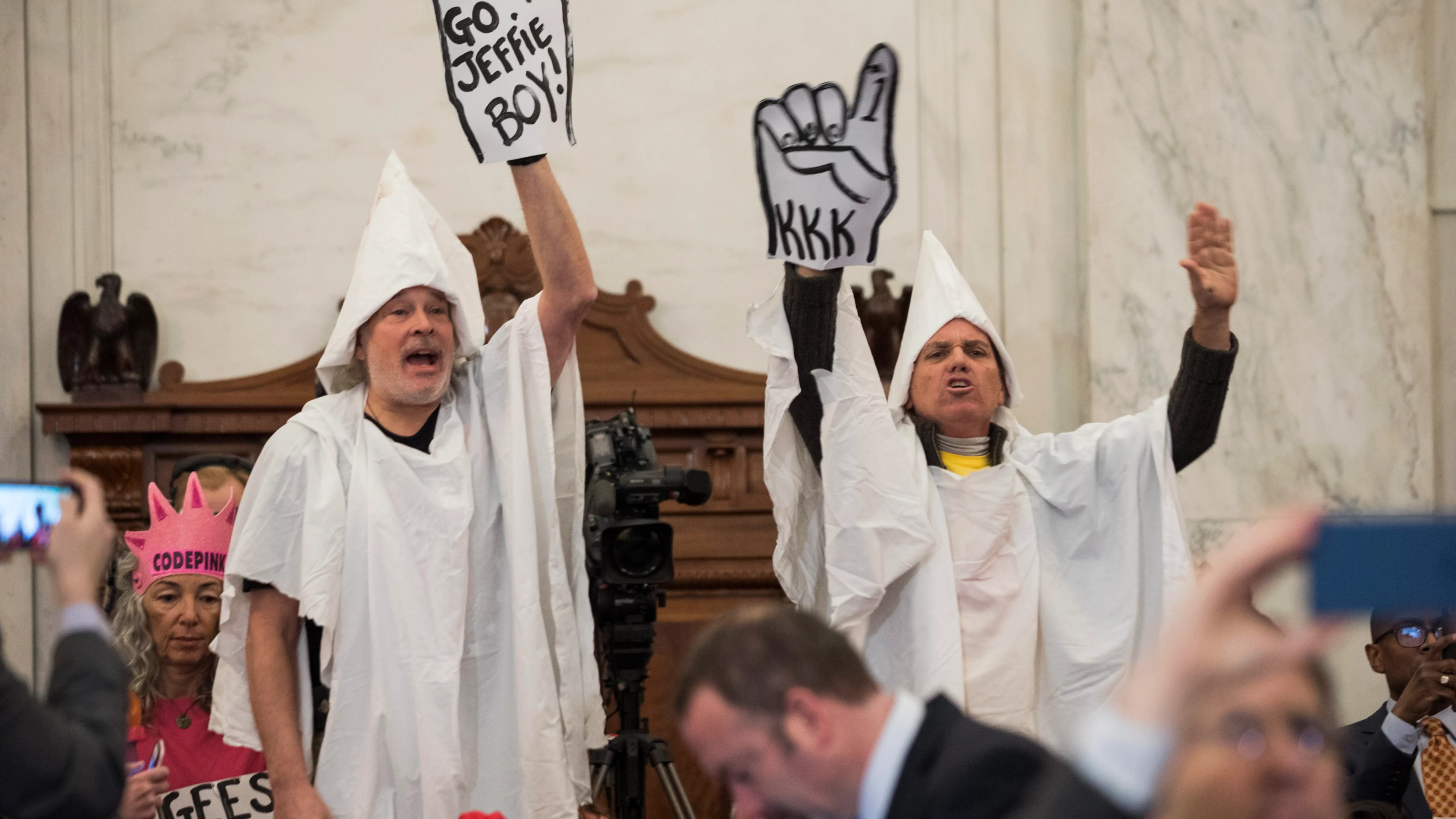 Manifestantes en el Senado de EEUU