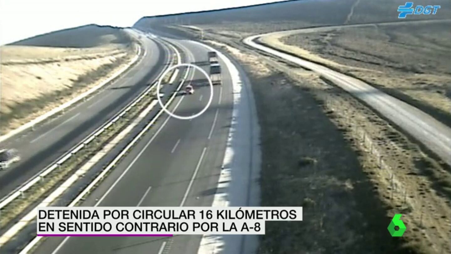 Frame 5.574296 de: Detenida por circular 16 kil&oacute;metros en sentido contrario por la A-8