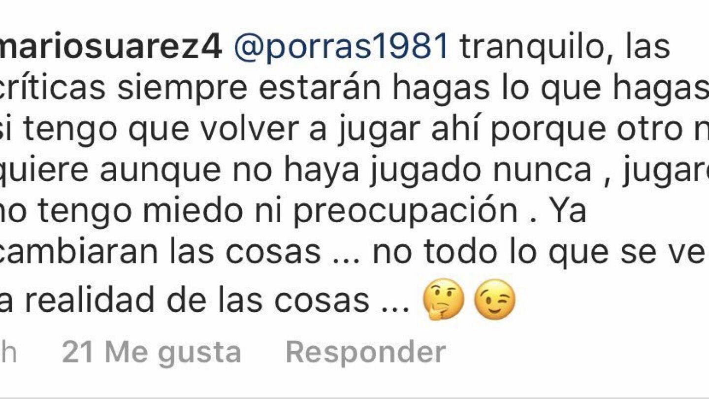 La 'rajada' de Mario Suárez en Instagram 