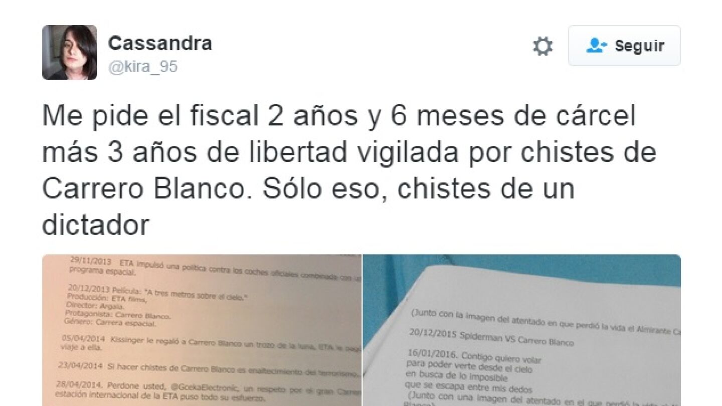 Tuit de @kira_95 sobre Carrero Blanco