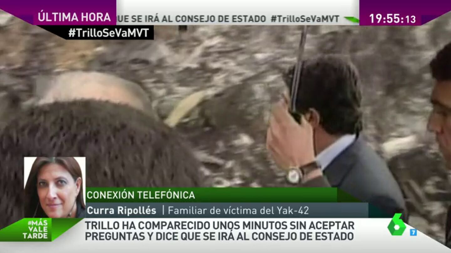 Frame 103.265154 de: Curra Ripoll&eacute;s: "Pido al Gobierno que aclare si relevan a Trillo o le han pedido que dimita"