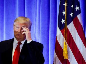 Donald Trump, durante su primera rueda de prensa como presidente Donald Trump, durante su primera rueda de prensa como presidente