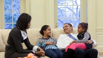 Barack Obama, junto a su familia en la Casa Blanca