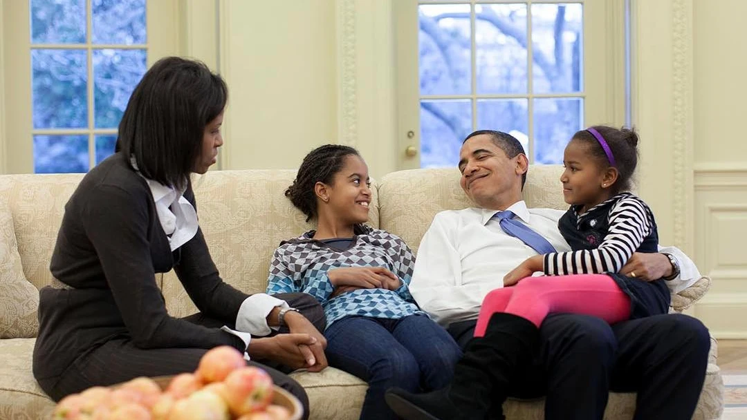 Barack Obama, junto a su familia en la Casa Blanca