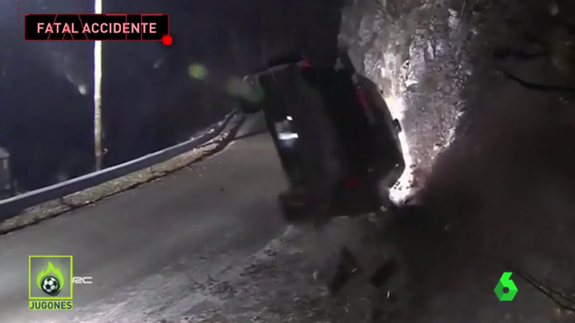 Frame 29.036347 de: Muere un espectador español en el Rally de Montecarlo tras un brutal accidente de Paddon