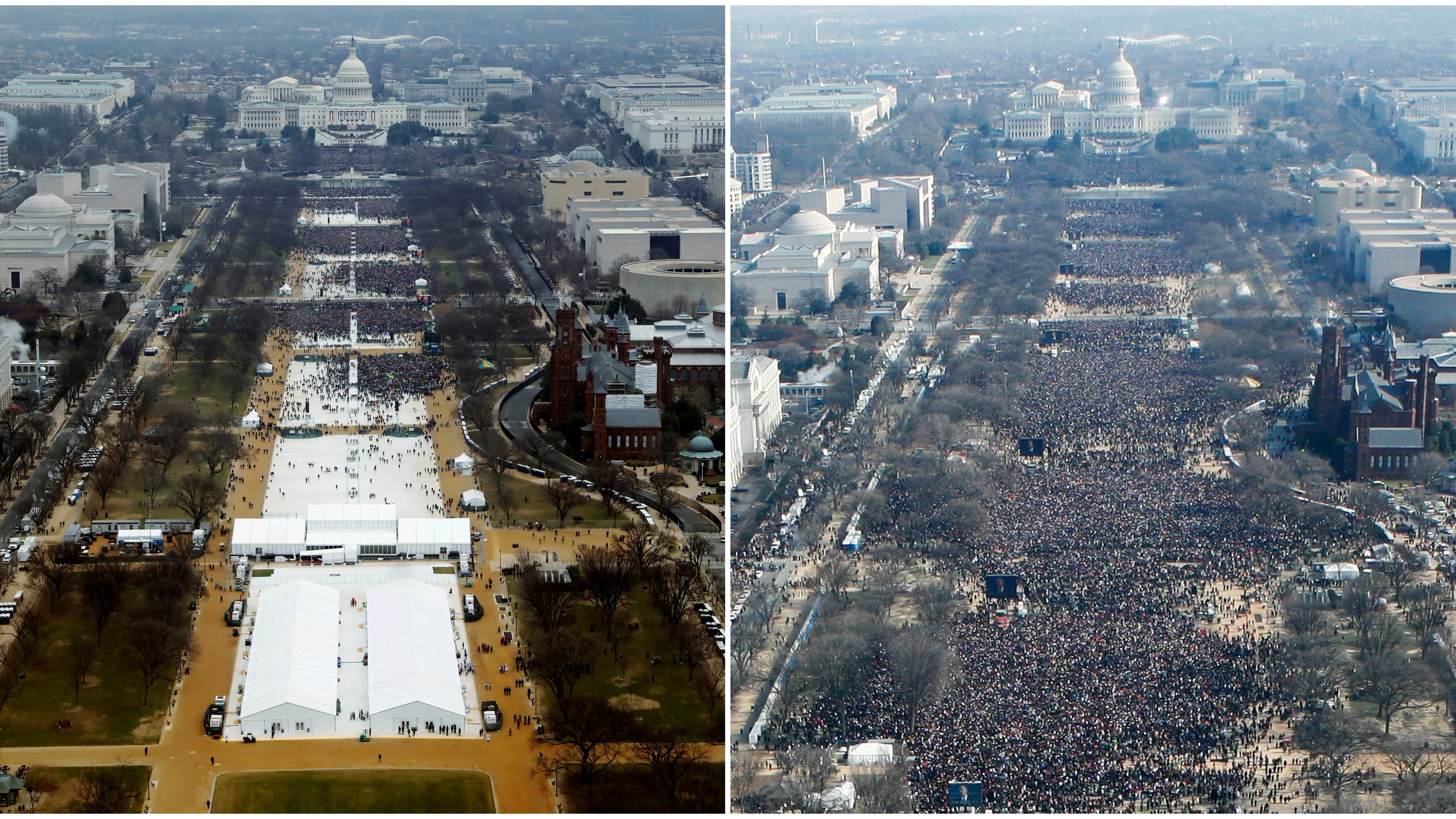 La diferencia en la toma de posesión de Donald Trump y Barack Obama