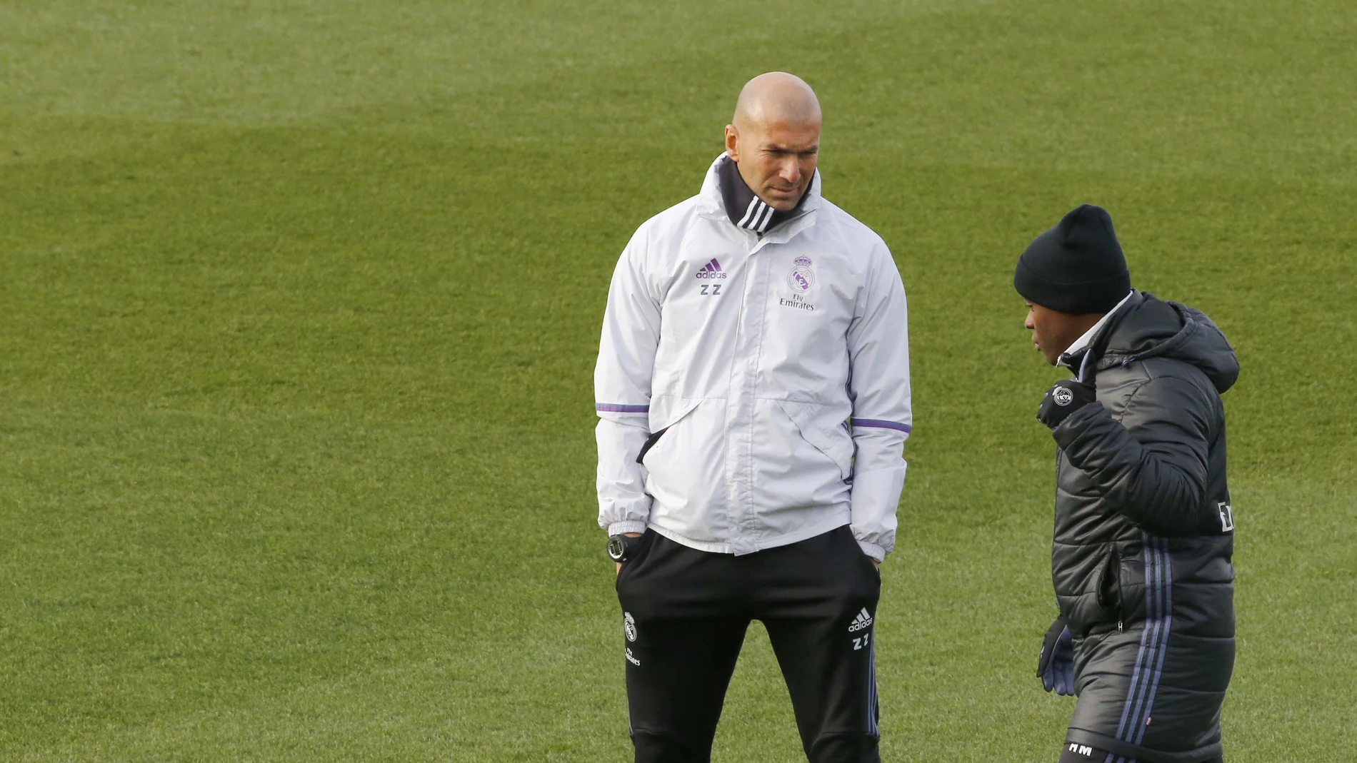 Zinedine Zidane, durante el entrenamiento del Real Madrid