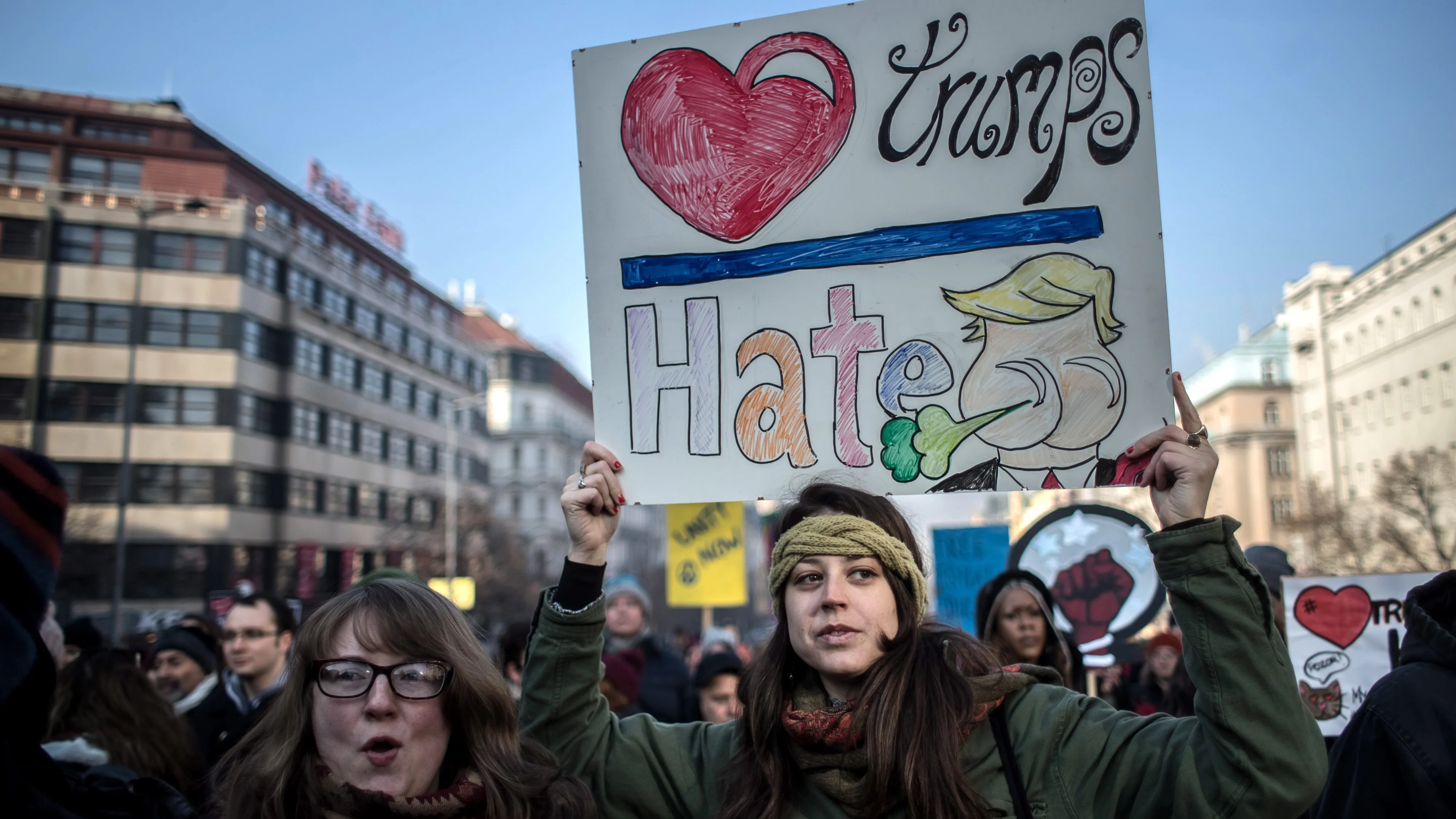 Manifestación en Praga contra Donald Trump