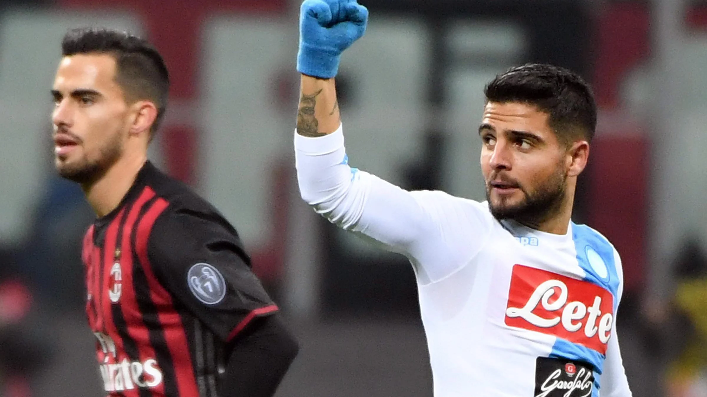 Insigne celebrando su gol frente al Milan